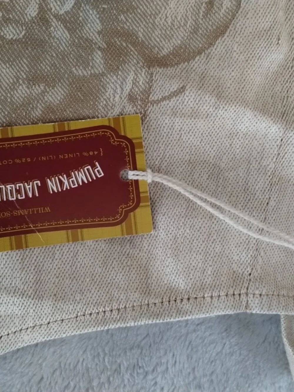 Williams Sonoma Pumpkin Jacquard Cotton Linen Apron w Adjustable Necktie